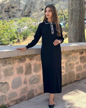 triko-siyah-elbise
