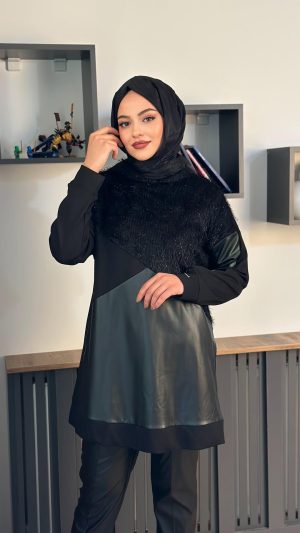 deri-garnili-simli-ipli-tunik-siyah