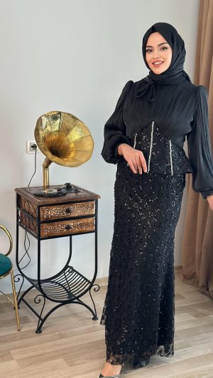 payetli-deren-kumas-abiye-elbise-kahve-siyah