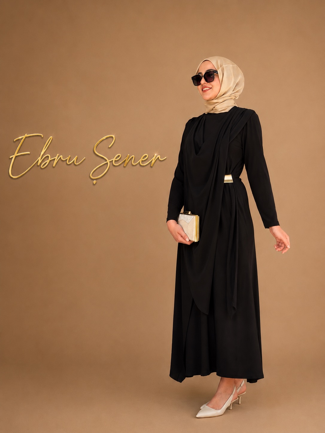Sandy Kumaş Tokalı Elbise Siyah