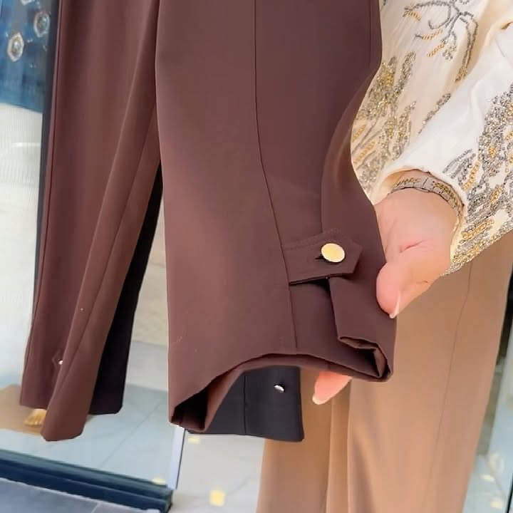 Düğmeli Bol Paça Kumaş Pantolon - Siyah / Kahve / Vizon