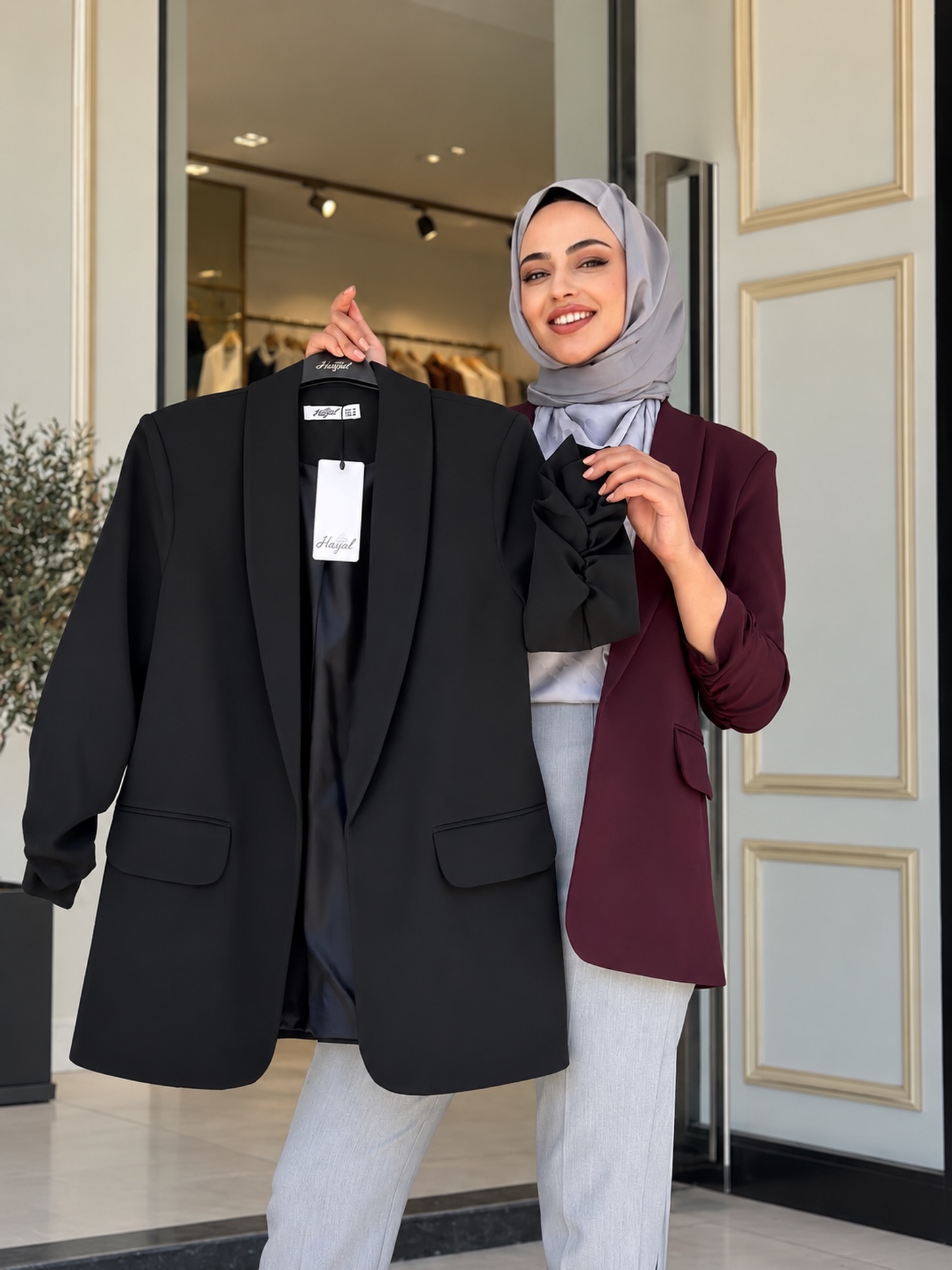 Düğmesiz Zara Model Büzgülü Blazer Ceket - Siyah / Bordo / Çağla Yeşili