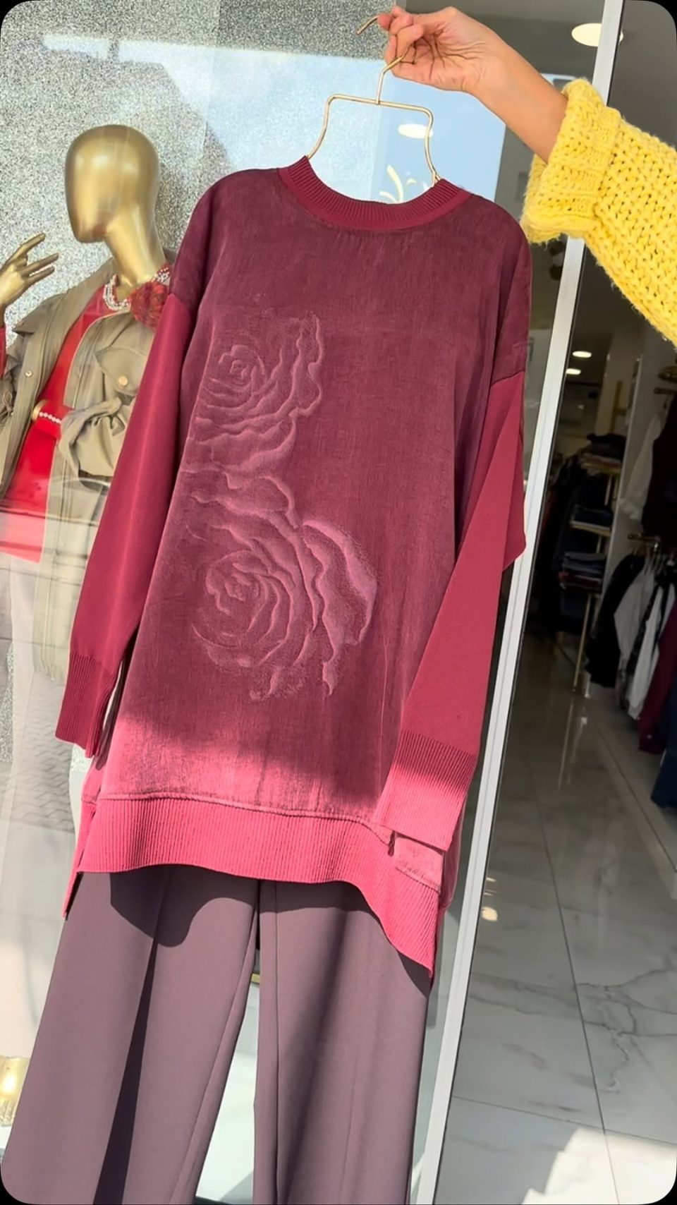 Qupra Kabartmalı Tunik - Bordo / Kahve / Lacivert